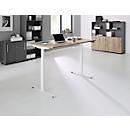 Schreibtisch, elektrisch höhenverstellbar, T-Fuß, B 1600 x T 800 x H 620-1270 mm, Wildeiche/weiß + Memoryschalter