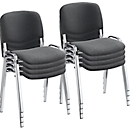 NowyStyl stacking chair set ISO BASIC, without armrests, stackable up to 12 pieces, cover anthracite, frame chrome silver, 8 pieces
