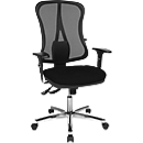 Topstar office chair Head Point Deluxe, with armrests, synchronised mechanism, contoured seat, mesh back, black/aluminium silver