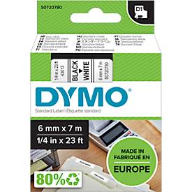 DYMO® Font Tape Cassette D1 43613, 6 mm wide, white/black