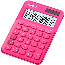 Casio Tischrechner MS-20UC, 12-stelliges LC-Display, Solar-/Batteriebetrieb, pink