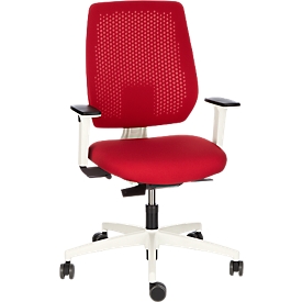 Dauphin Bürostuhl SPEED-O, Synchronmechanik, mit Armlehnen, Rückenlehne mit Synchro-Relax-Automatic, Gestell weiß, rot