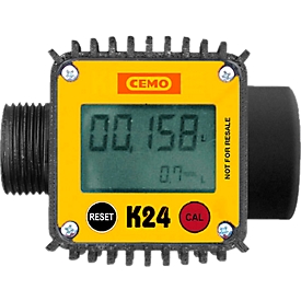 Digitaler Durchflusszähler K24 für mobile Tankstelle CEMO DT-Mobil Easy 440/210/450l, Zählleistung 40 l/min, Kunststoff, schwarz-gelb