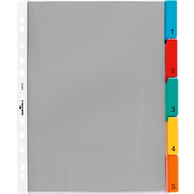 DURABLE PP-Hüllenregister überbreit, 5 Blätter, farbige Taben