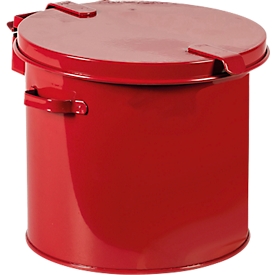 Entsorgungsbehälter Düperthal, selbstschließender Deckel, Ø 245 x H 230 mm, Stahlblech, rot