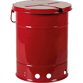 Entsorgungsbehälter Düperthal, selbstschließender Deckel, Ø 290 x H 397 mm, Stahlblech, rot