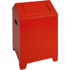 Entsorgungsbehälter, Stahlblech, rot, 73 l, B 400 x T 400 x H 680 mm, Deckel mit Pendeldeckel