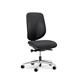 Giroflex Bürostuhl 353, ohne Armlehnen, Auto-Synchronmechanik, Muldensitz, 3D-Netz-Rückenlehne, schwarz/alusilber