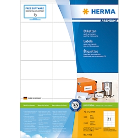 Herma Premium-Etiketten Nr. 4451 auf DIN A4-Blättern, 2100 Etiketten, 100 Bogen