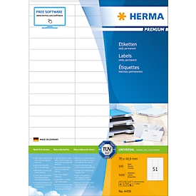 Herma Premium-Etiketten Nr. 4459 auf DIN A4-Blättern, 5100 Etiketten, 100 Bogen