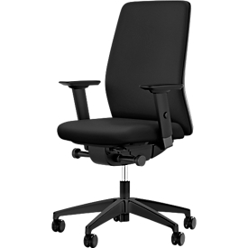Interstuhl Bürostuhl AIMis1, mit Armlehnen, Synchronmechanik, Flachsitz, schwarz/schwarz