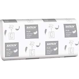 KATRIN Z-Falthandtücher, hochweiß, 2-lagig, 2 x 18 g/m², 224 x 230 mm, Handy-Pack mit Griff, 4000 Stück
