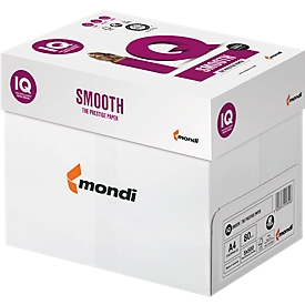 Kopierpapier Mondi IQ Smooth, DIN A4, 80 g/m², hochweiß, 1 Karton = 5 x 500 Blatt