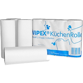 Küchenrolle WIPEX, 3-lagig, 256 x 224 mm, 8 Stück à 4 Rollen mit jeweils 50 Tüchern, hochweiß