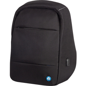Laptop Rucksack LIGHTPAK®, für 1 Notebook bis 15,6" & 1 Tablet, Hauptfach & Reißverschlussfach, USB-Ladeport, Sicherheitsfach, Recycling-PET, schwarz