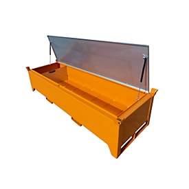 Leuchtstoffröhrenbox BAUER SL-N 220, Stahlblech, unterfahrbar, Deckel verzinkt, herausnehmbare Trennwand, B 2300 x T 800 x H 530 mm, orange