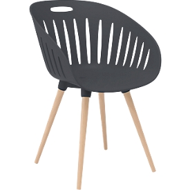 Outdoor-Stuhl Topstar T2023, 2 Stück, ergonomische Kunststoffschale, Füße ein- und ausdrehbar, anthrazit