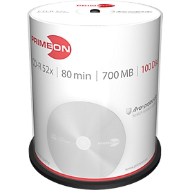 PRIMEON CD-R, bis 52fach, 700 MB/80 min, 100er-Spindel