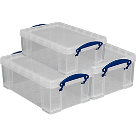 Really Useful Boxen, Fassungsvermögen 9 Liter, als Lager- und Kurierbox, 3er-Set
