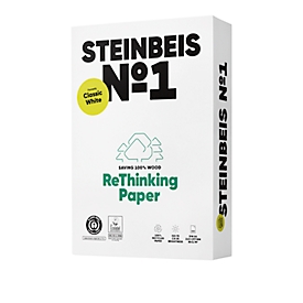 Recyclingpapier Steinbeis №1, DIN A4, 80 g/m², presseweiß, 1 Karton = 5 x 500 Blatt