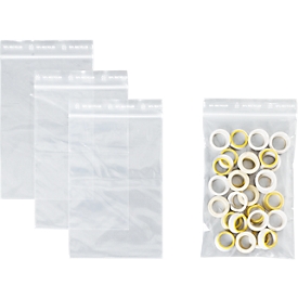 S&Z Druckverschlussbeutel, Polypropylen, 100 × 150 mm, 90 µm, 50% Regeneratanteil, transparent, ohne Druck, 1000 Stk.