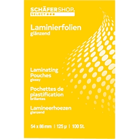 Schäfer Shop Select Laminierfolien, 54 x 86 mm für Kreditkarten, 125 mic, 100 Stück