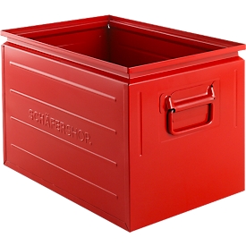 Schäfer Shop Select Stapelbox, 40 l, 150 kg, L 480 x B 308 x H 301 mm, Stahl, RAL 3000 (feuerrot)