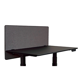 Schreibtisch-Trennwand Luxor, für Plattenstärke bis 40 mm, Klammerbefestigung, ca. 6 kg, B 1200 x T 20 x H 600 mm, recycelte Materialien, schiefergrau