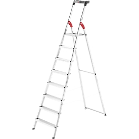 Stufen-Stehleiter Hailo L60, EN 131, mit Multifunktionsschale & Gelenkschutz, bis 150 kg, 8 Stufen