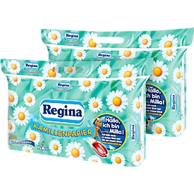 Toilettenpapier Regina Kamillenpapier, 3-lagig, Kamillenduft, weich & saugstark, FSC®-Papier, weiß mit Blumenprint, 112 Rollen mit jeweils 150 Blatt