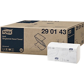 Tork® Papierhandtücher Advanced® H3 290143, 2-lagig, geprägt, Zickzack-Faltung, 15 Pack á 250 Blatt (3750 Tücher), FSC®-Papier, weiß
