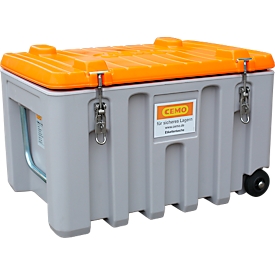 Trolley CEMO CEMbox 150, Polyethylen, 150 l, L 800 x B 600 x H 530 mm, stapelbar, grau/orange