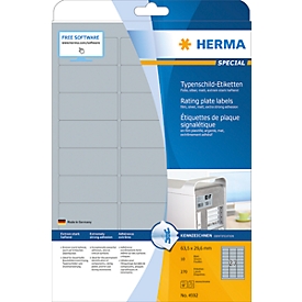 Typenschild Etiketten Herma, A4, 210 x 297 mm, selbstklebend & wetterfest, silber, 10 Stück