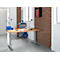 Schäfer Shop Select höhenverstellbarer Arbeitstisch, Multiplex-Platte, B 1500 x T 700 mm, Buche/weißaluminium RAL 9006