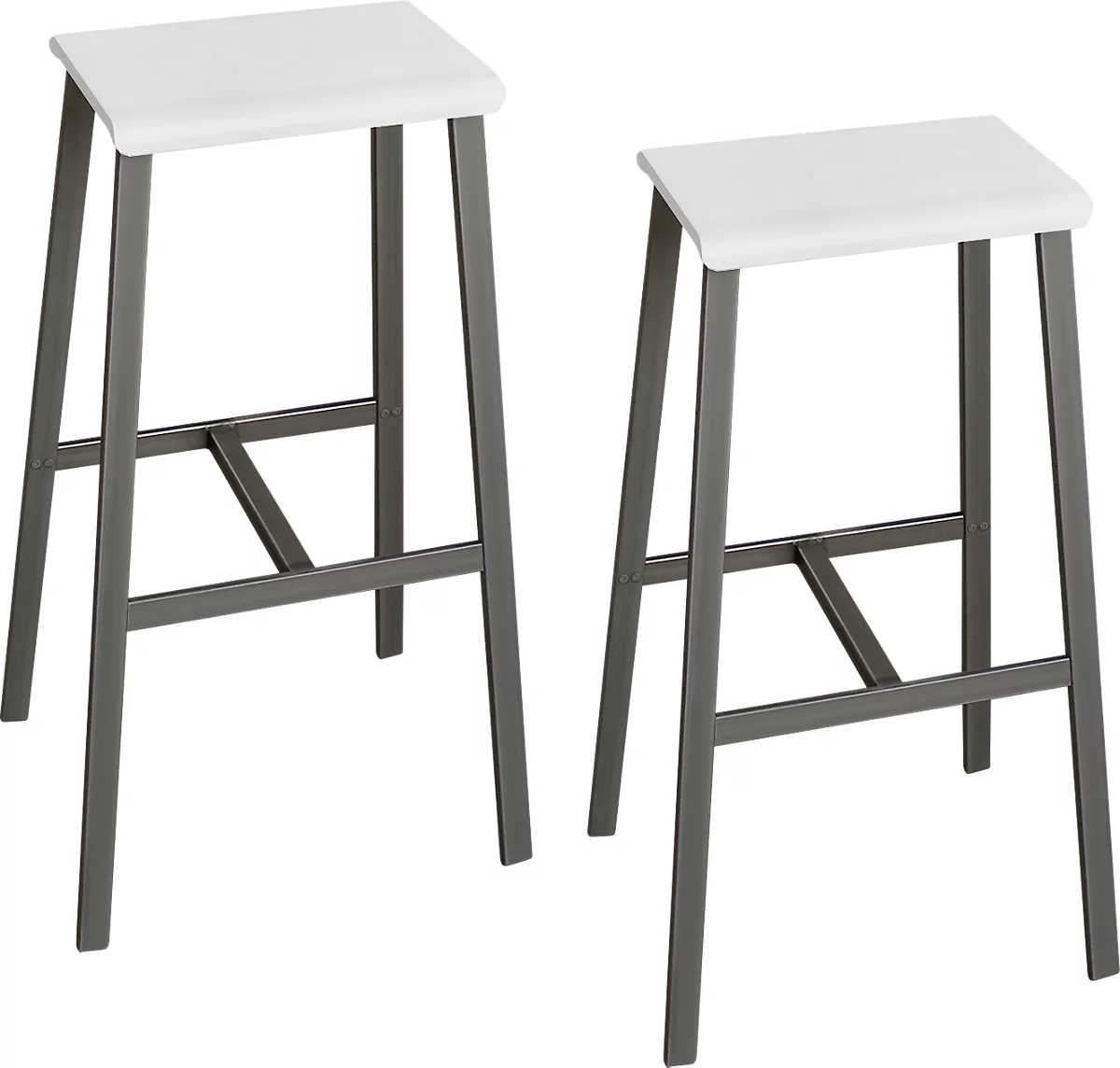 Barhocker Meeting Point, Industriedesign, weiß, Rohstahlbeine, Sitzhöhe 770 mm, 2 Stück