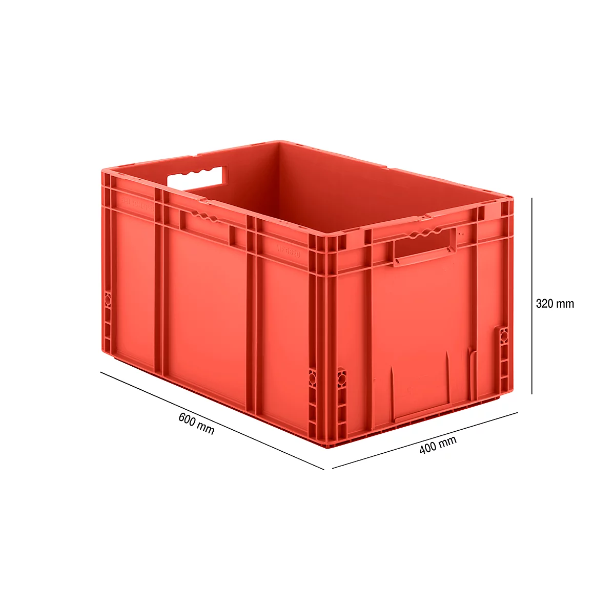 Euro Box Serie MF 6320, aus PP, Inhalt 62,3 L, Durchfassgriff, rot