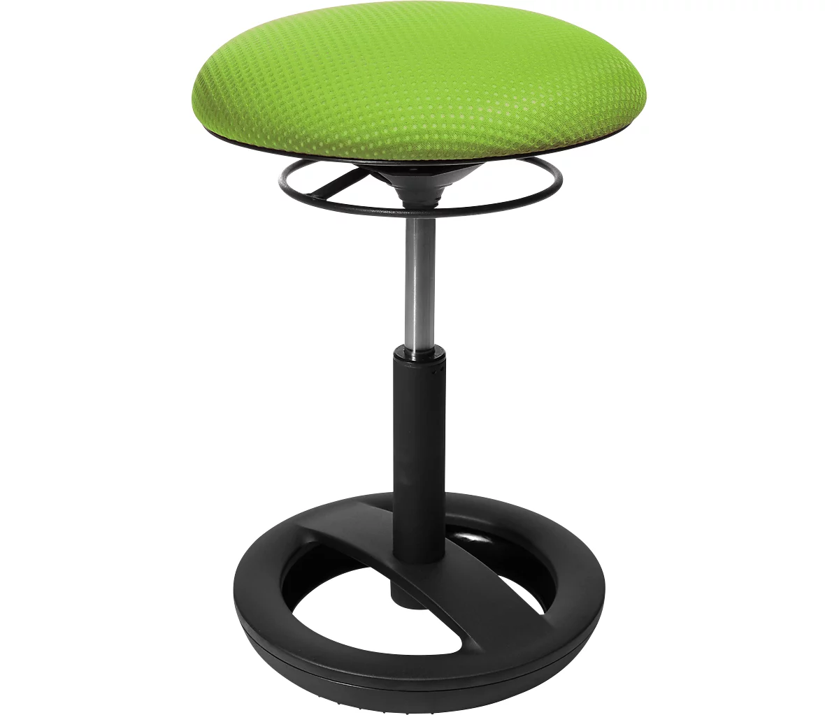 Fitness-Hocker SITNESS BOB, ergonomisches Sitzen, Sitzhöhe 440 bis 570 mm, apfelgrün, Gestell schwarz pulverbeschichtet
