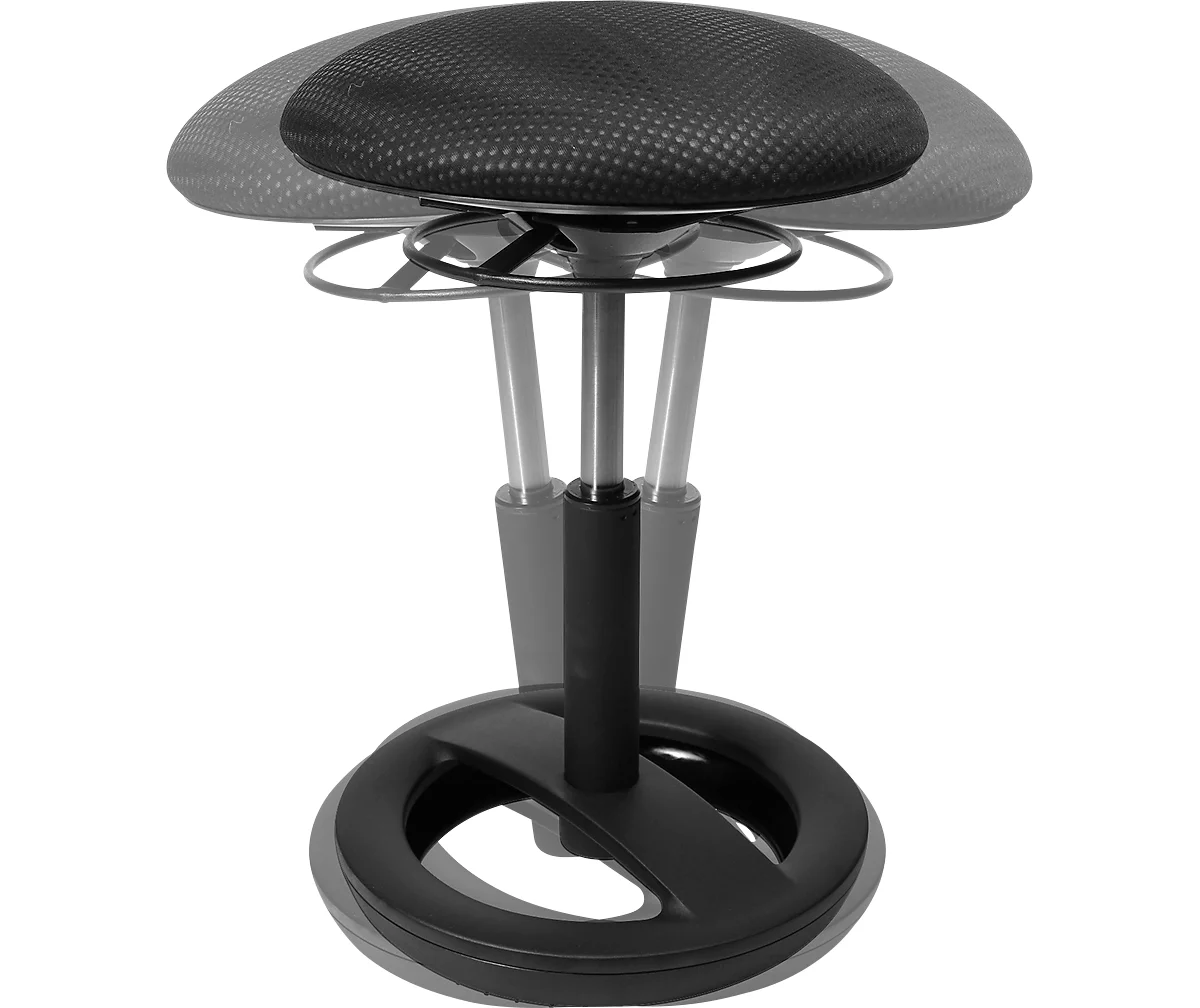 Fitness-Hocker SITNESS BOB, ergonomisches Sitzen, Sitzhöhe 440 bis 570 mm, schwarz, Gestell schwarz pulverbeschichtet