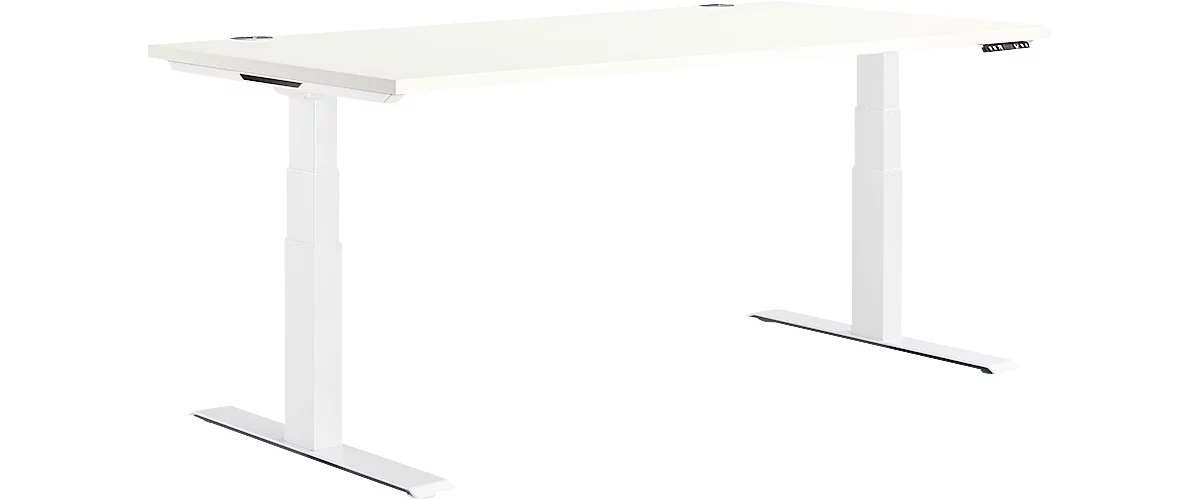 Schäfer Shop Genius Schreibtisch MODENA FLEX, elektrisch höhenverstellbar, Rechteck, T-Fuß, B 1600 x T 800 mm, weiß/weiß