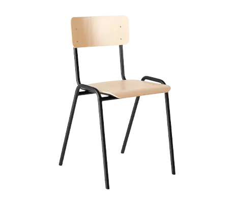 Houten stoel voor collectieve ruimtes - stapelbaar - B 385 x D 390 x H 490 mm - zwart frame - beuken